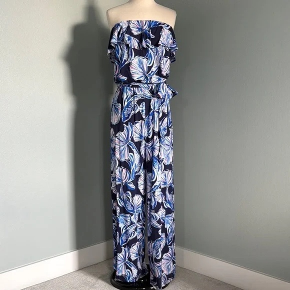 Lilly Pulitzer Bllue Strapless Resort Jumpsuit